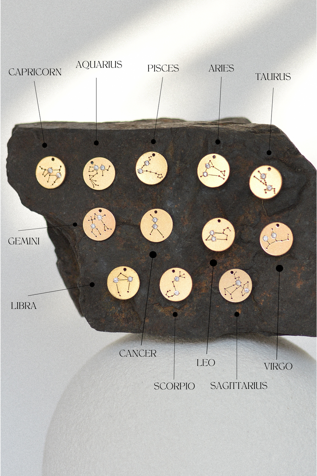 Star Sign Cubic Zirconia Disc Necklace