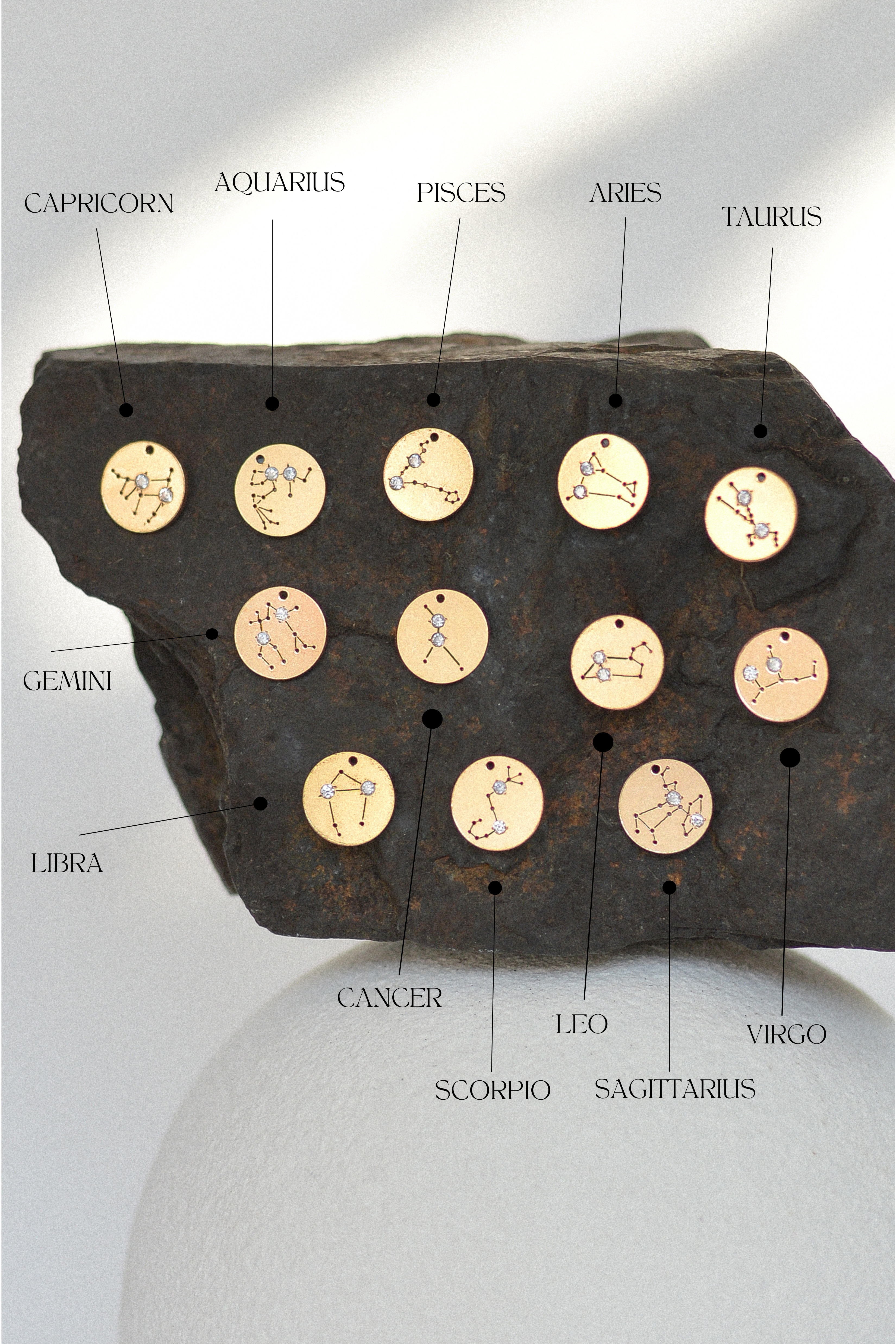 Star Sign Cubic Zirconia Disc Necklace