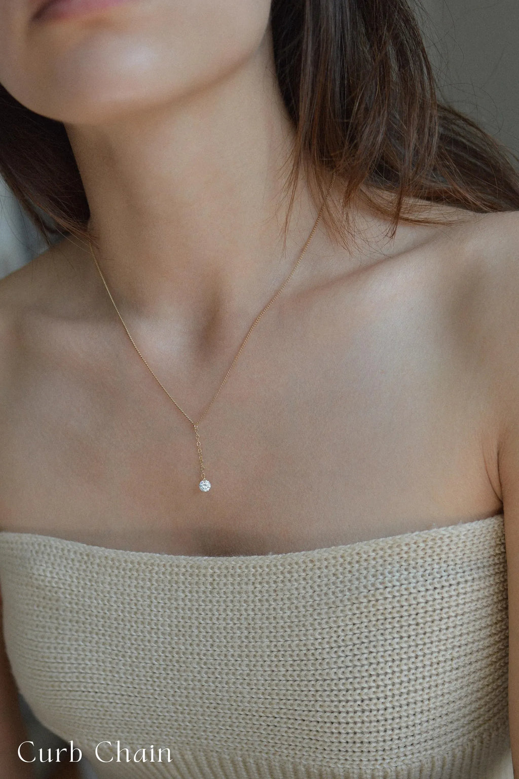 Lariat Cubic Zirconia Charm Necklace