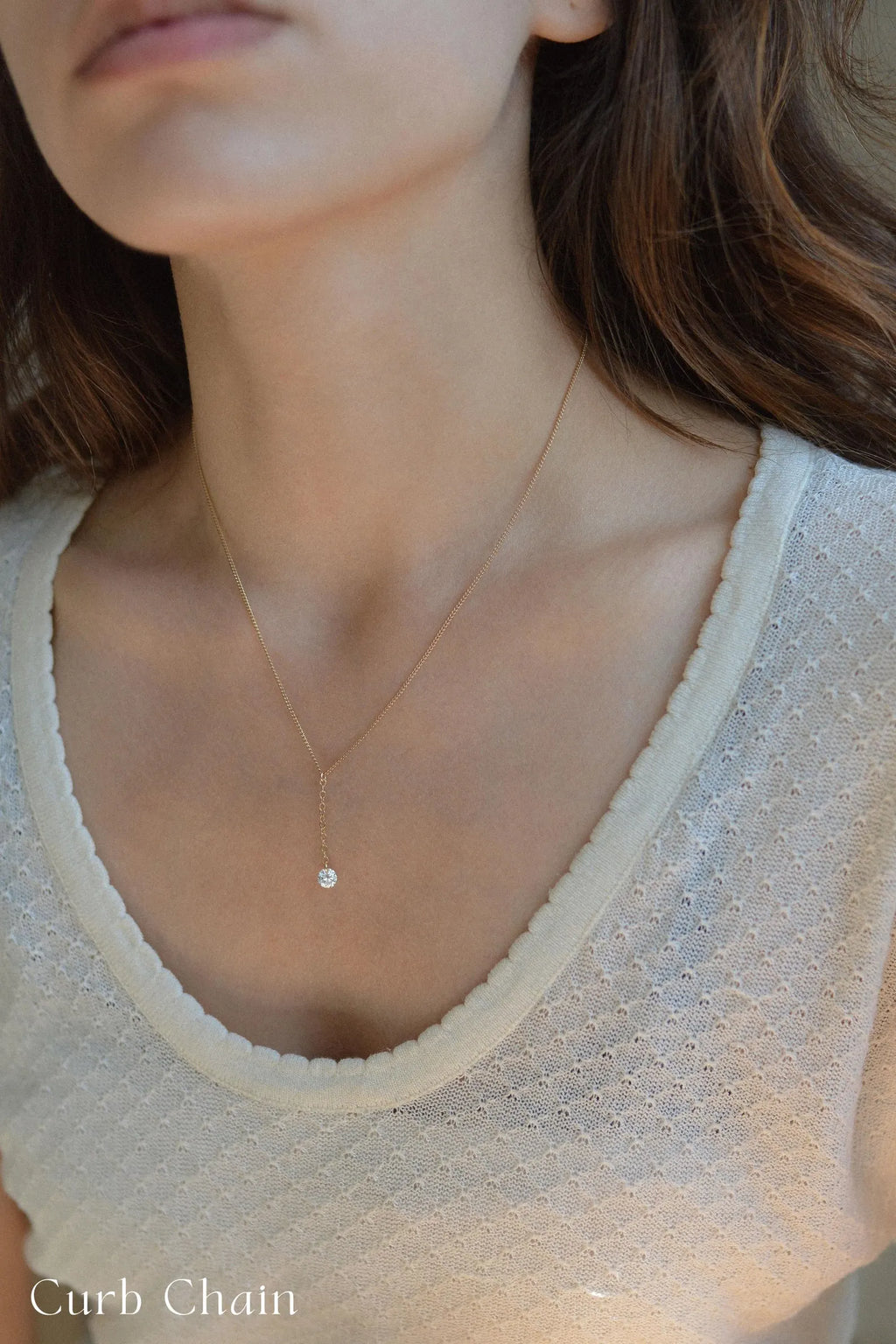 Lariat Cubic Zirconia Charm Necklace